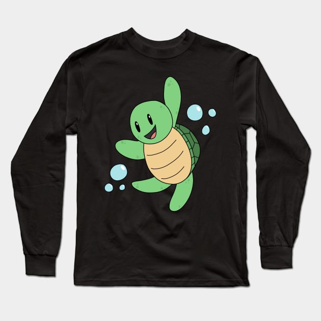 Friendly Sea Turtle Says Hi Long Sleeve T-Shirt by pako-valor